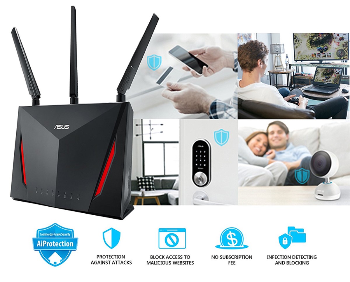 Bộ Mesh wifi ASUS RT-AC86U (2-Pack) AC2900, Gaming Router wifi , MU-MIMO, AIMESH 4